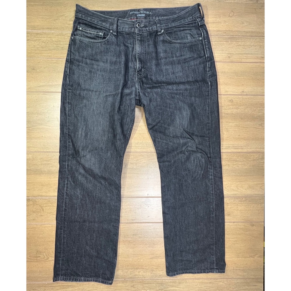 Banana Republic Straight Leg Jeans Dark Wash Faded Black 36x30 859772-00 2013